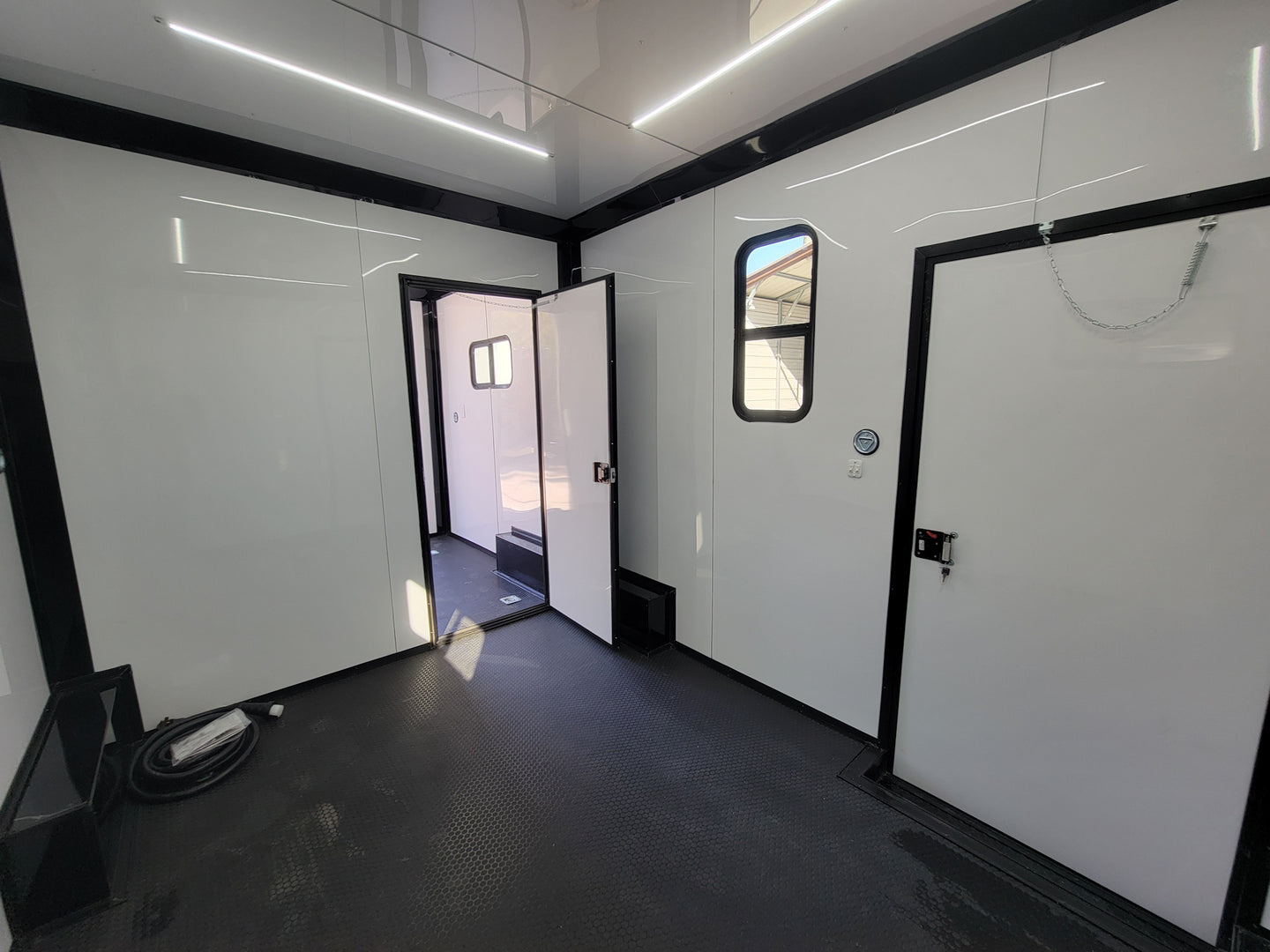 8.5' X 20' Custom White Office and Command Center Enclosed Trailer W/ Restroom - SLE Equipment - 24