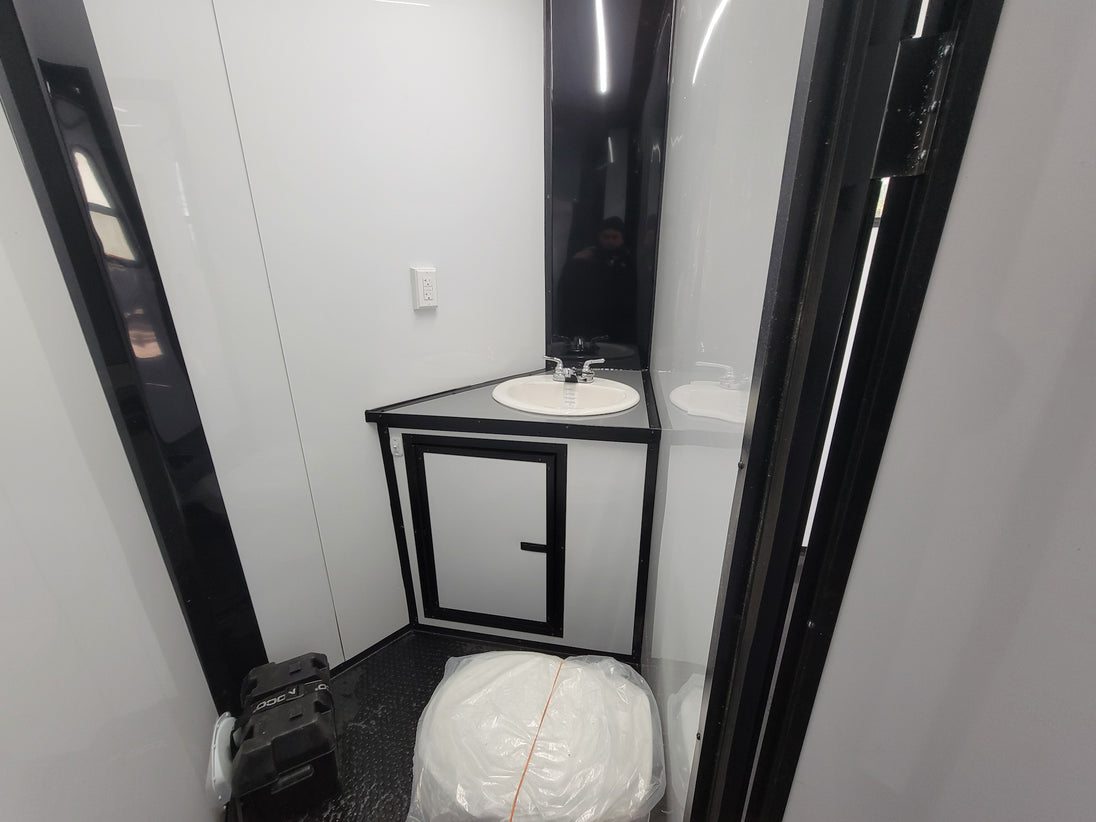 8.5' X 20' Custom White Office and Command Center Enclosed Trailer W/ Restroom - SLE Equipment - 26
