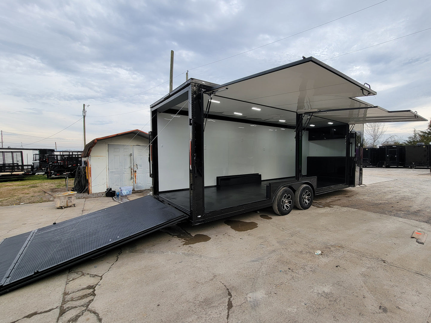 8.5' X 24' Black W/ Blackout Custom Merchandising Enclosed and Event Trailer - SLE Equipment - 9