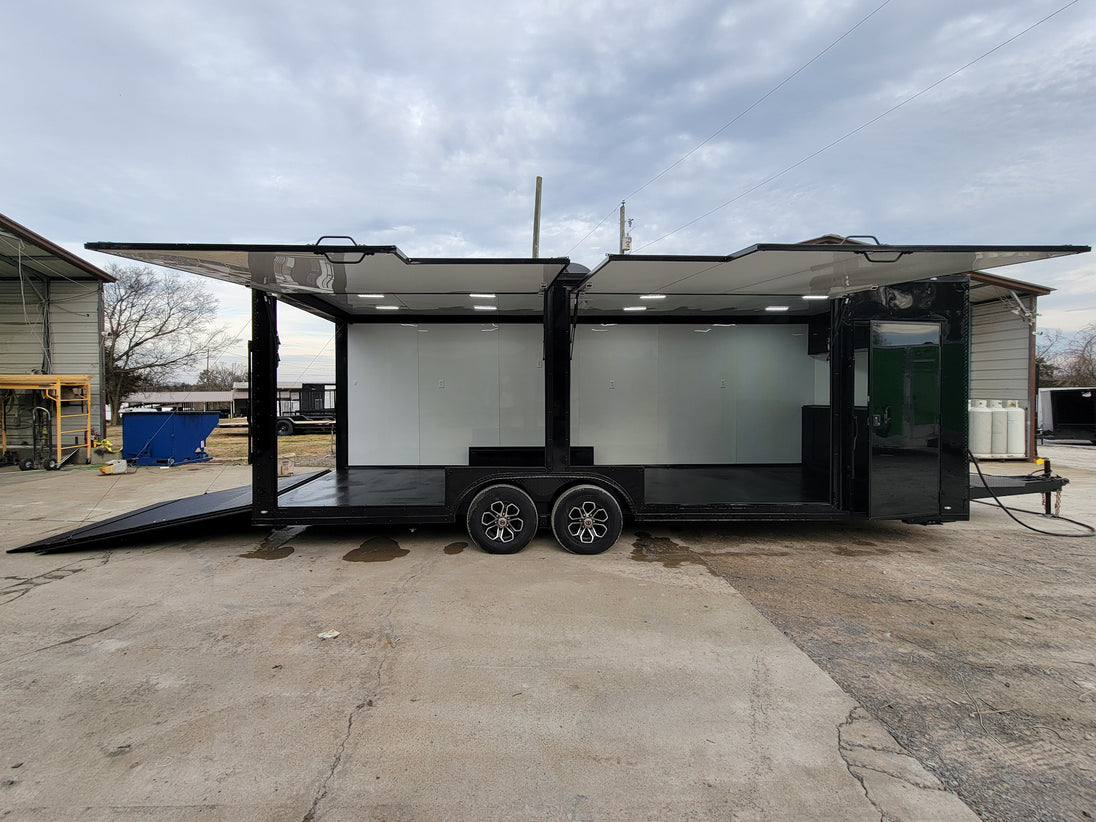8.5' X 24' Black W/ Blackout Custom Merchandising Enclosed and Event Trailer - SLE Equipment - 1