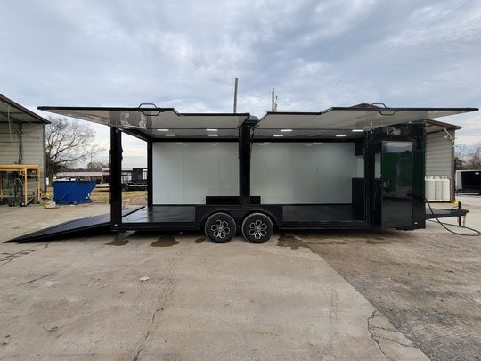 8.5' X 24' Black W/ Blackout Custom Merchandising Enclosed and Event Trailer - SLE Equipment - 1