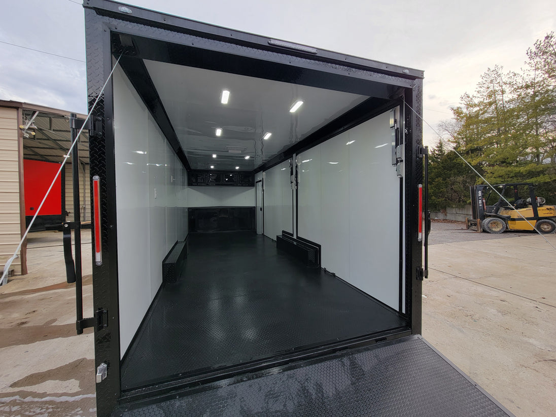 8.5' X 24' Black W/ Blackout Custom Merchandising Enclosed and Event Trailer - SLE Equipment - 15