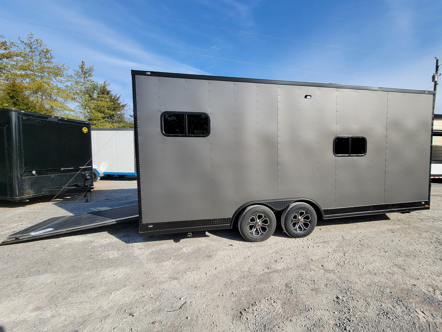 8.5' X 20' Custom Enclosed Trailer Charcoal With Blackout Office and Mobile Command - SLE Equipment - 5