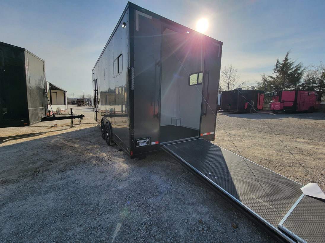 8.5' X 20' Custom Enclosed Trailer Charcoal With Blackout Office and Mobile Command - SLE Equipment - 8