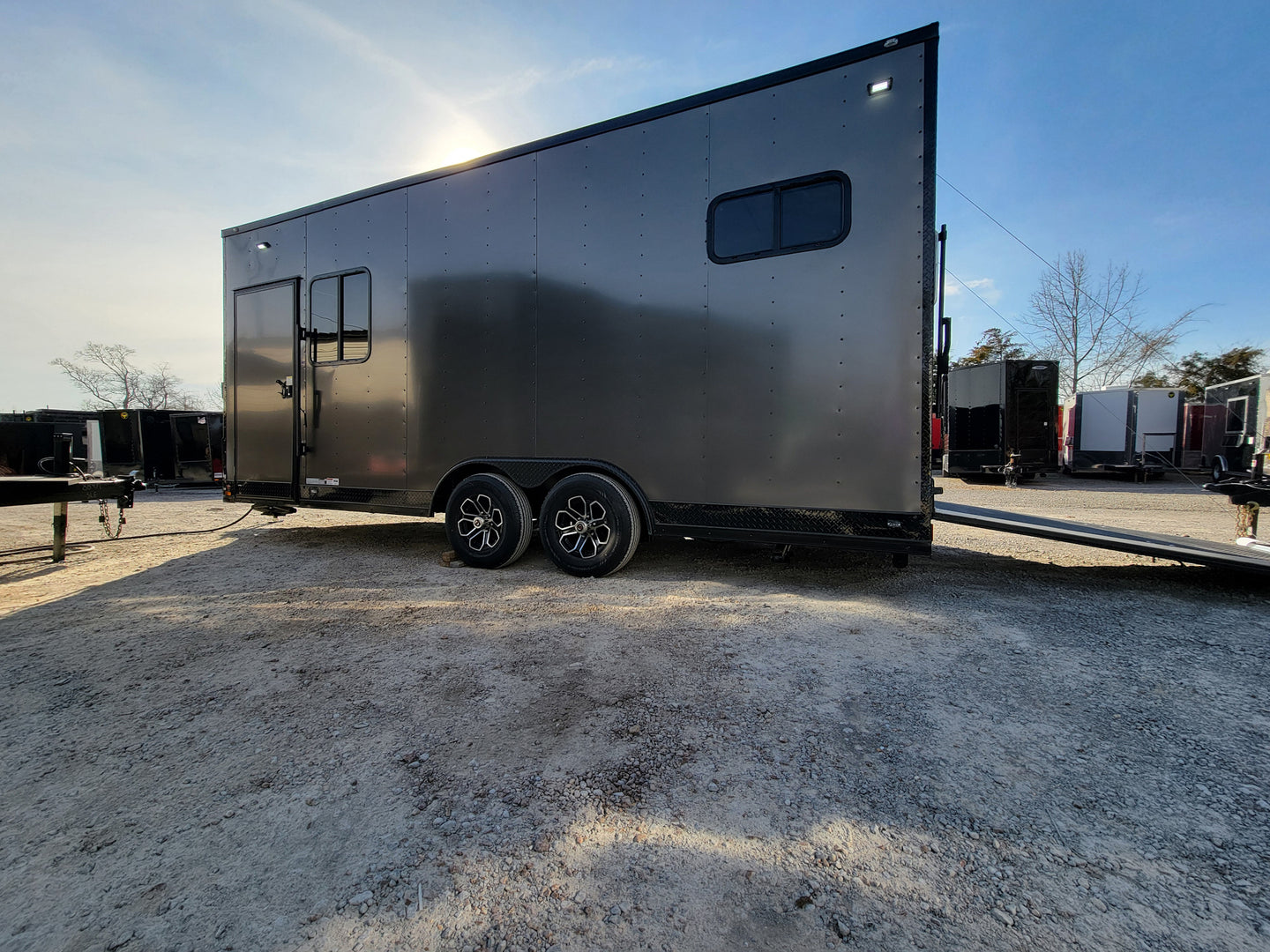 8.5' X 20' Custom Enclosed Trailer Charcoal With Blackout Office and Mobile Command - SLE Equipment - 10