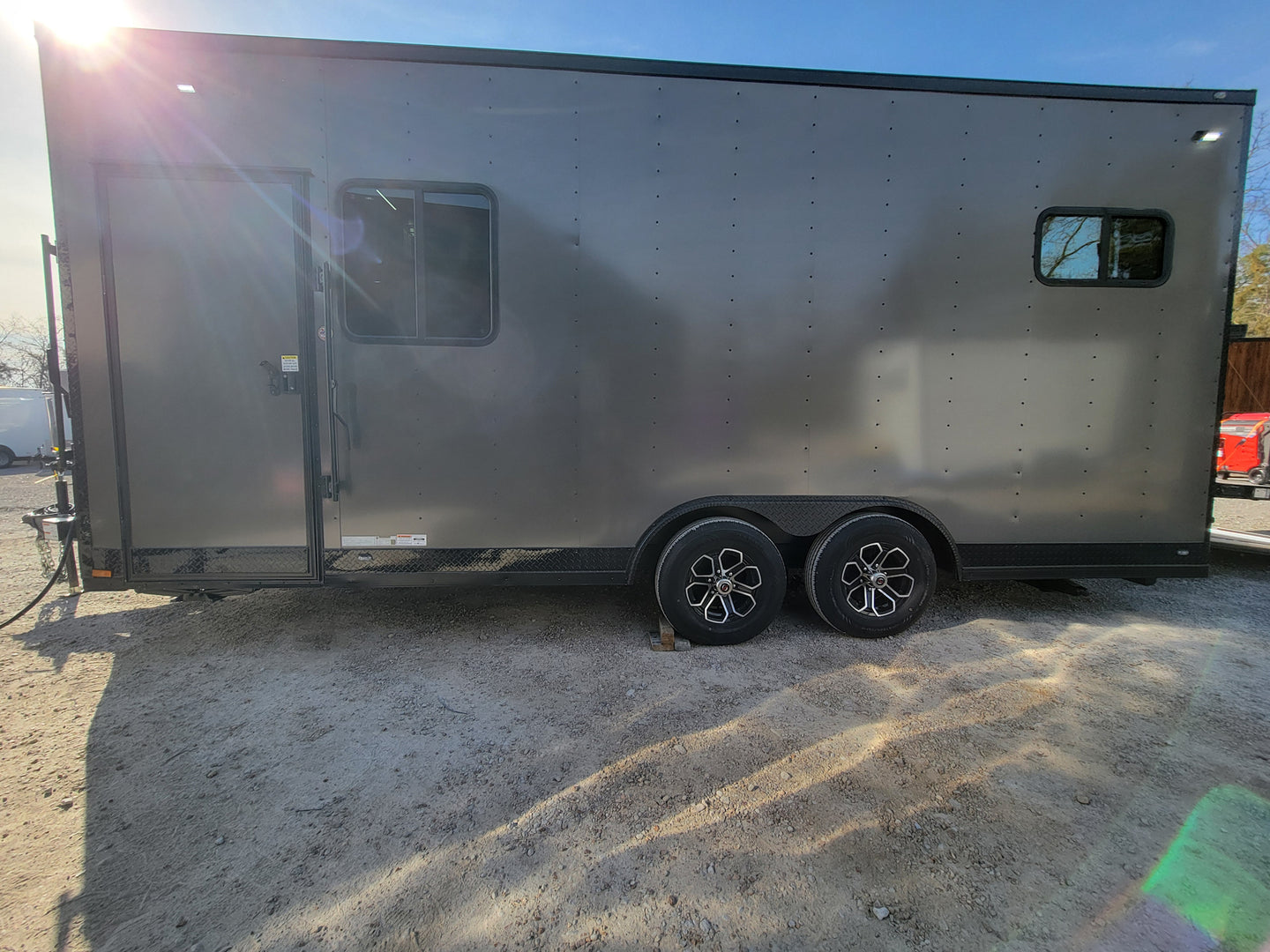 8.5' X 20' Custom Enclosed Trailer Charcoal With Blackout Office and Mobile Command - SLE Equipment - 11