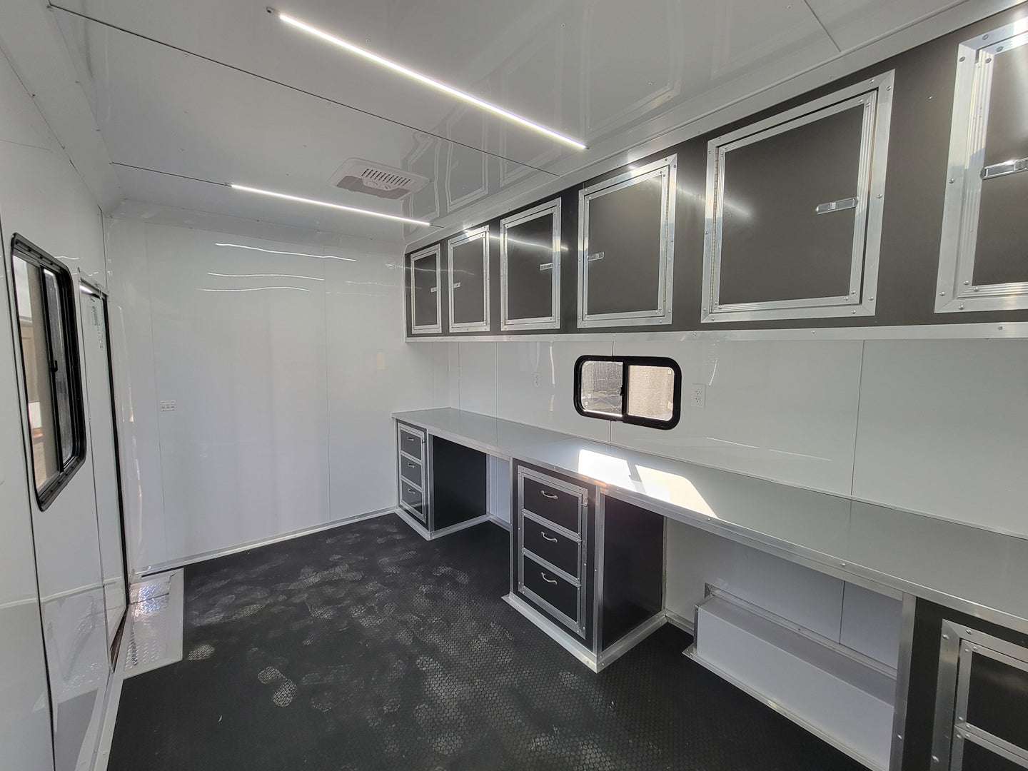 8.5' X 20' Custom Enclosed Trailer Charcoal With Blackout Office and Mobile Command - SLE Equipment - 17