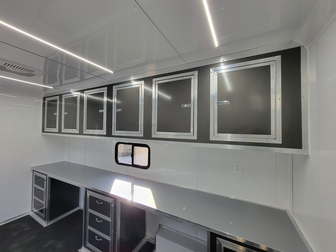 8.5' X 20' Custom Enclosed Trailer Charcoal With Blackout Office and Mobile Command - SLE Equipment - 19