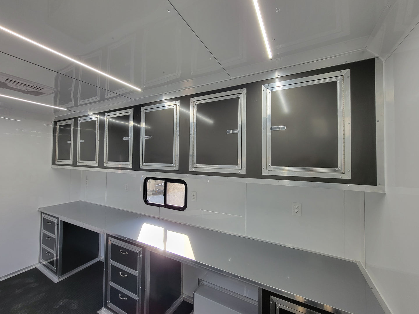 8.5' X 20' Custom Enclosed Trailer Charcoal With Blackout Office and Mobile Command - SLE Equipment - 19