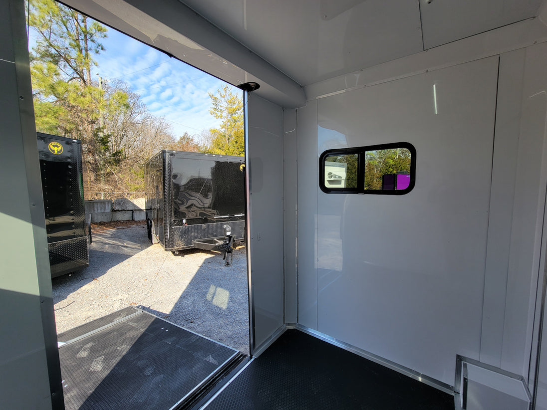 8.5' X 20' Custom Enclosed Trailer Charcoal With Blackout Office and Mobile Command - SLE Equipment - 24