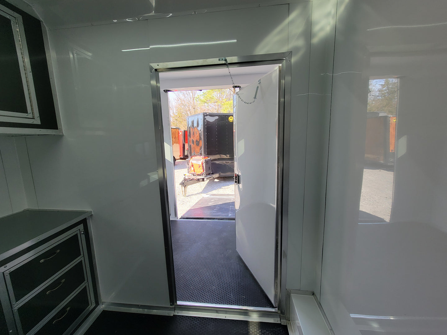 8.5' X 20' Custom Enclosed Trailer Charcoal With Blackout Office and Mobile Command - SLE Equipment - 26