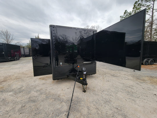 8.5' x 18' Custom Enclosed Black With Blackout Package Showcase Marketing and Event Trailer - SLE Equipment - 2