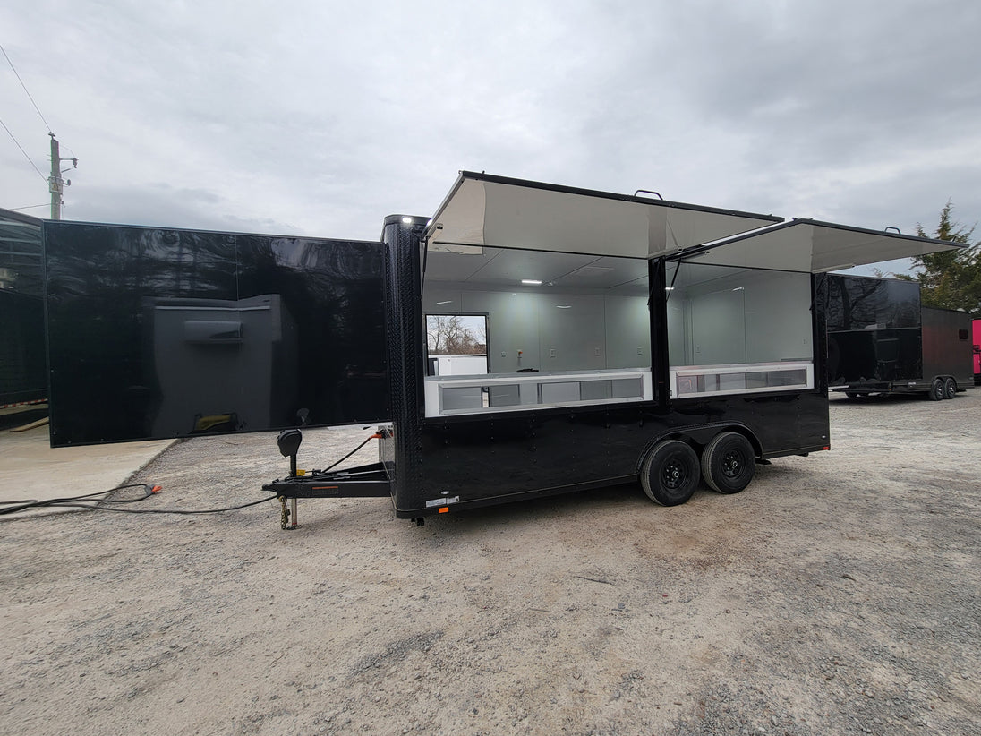 8.5' x 18' Custom Enclosed Black With Blackout Package Showcase Marketing and Event Trailer - SLE Equipment - 4
