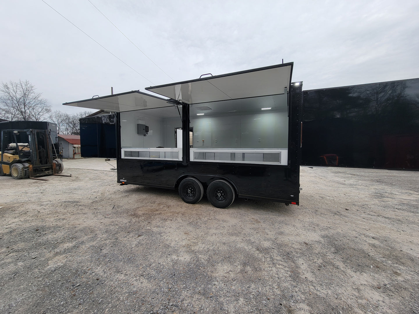 8.5' x 18' Custom Enclosed Black With Blackout Package Showcase Marketing and Event Trailer - SLE Equipment - 6