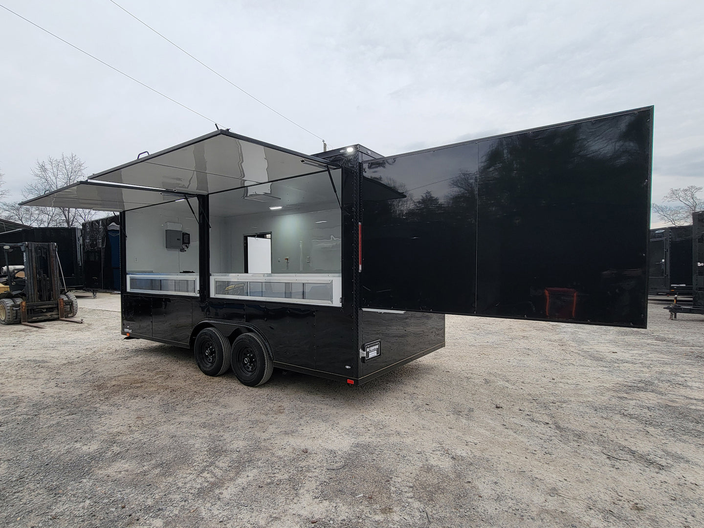 8.5' x 18' Custom Enclosed Black With Blackout Package Showcase Marketing and Event Trailer - SLE Equipment - 7