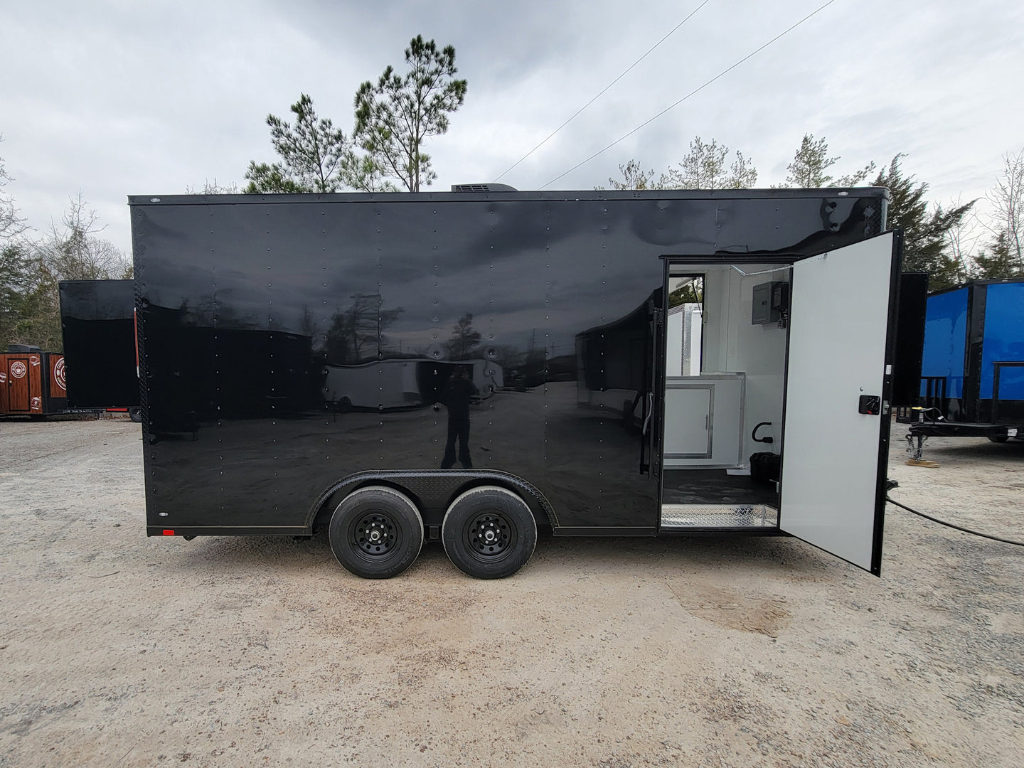 8.5' x 18' Custom Enclosed Black With Blackout Package Showcase Marketing and Event Trailer - SLE Equipment - 11