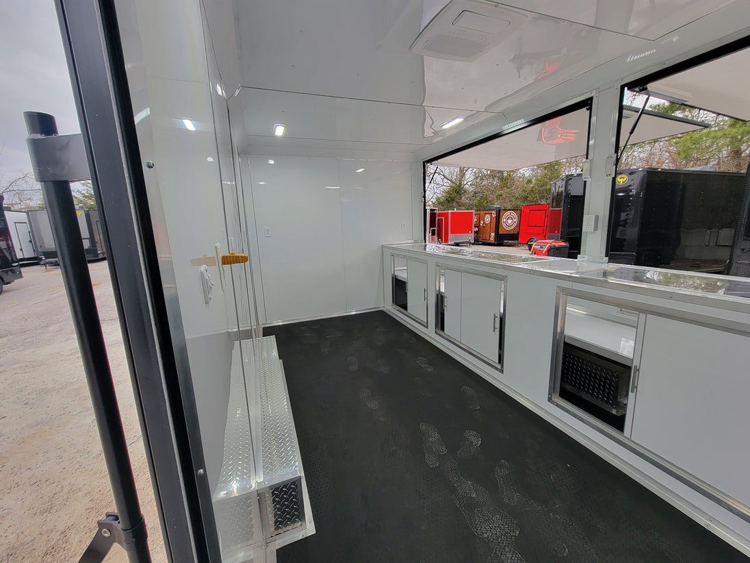 8.5' x 18' Custom Enclosed Black With Blackout Package Showcase Marketing and Event Trailer - SLE Equipment - 12