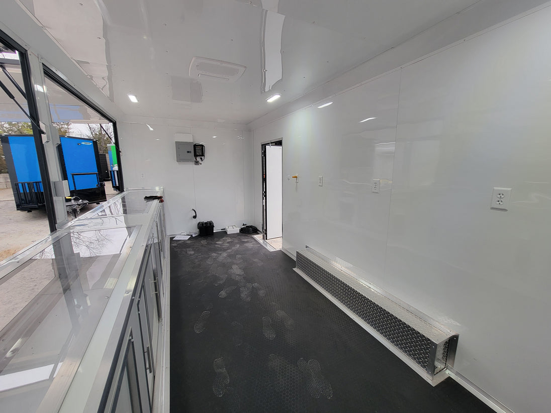 8.5' x 18' Custom Enclosed Black With Blackout Package Showcase Marketing and Event Trailer - SLE Equipment - 14