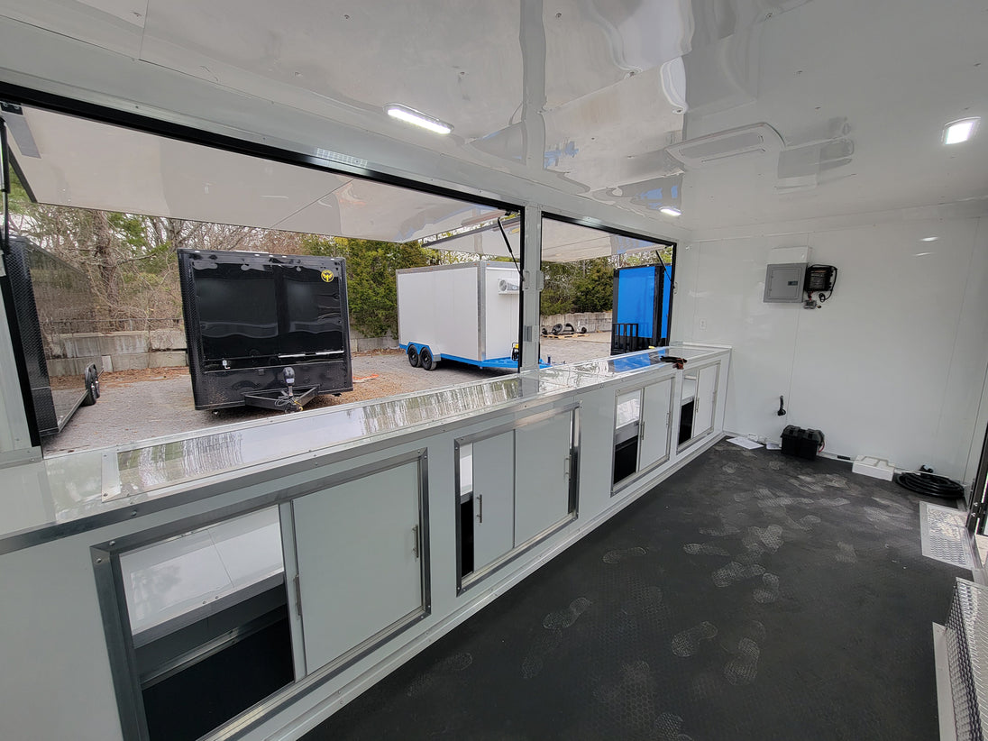 8.5' x 18' Custom Enclosed Black With Blackout Package Showcase Marketing and Event Trailer - SLE Equipment - 15
