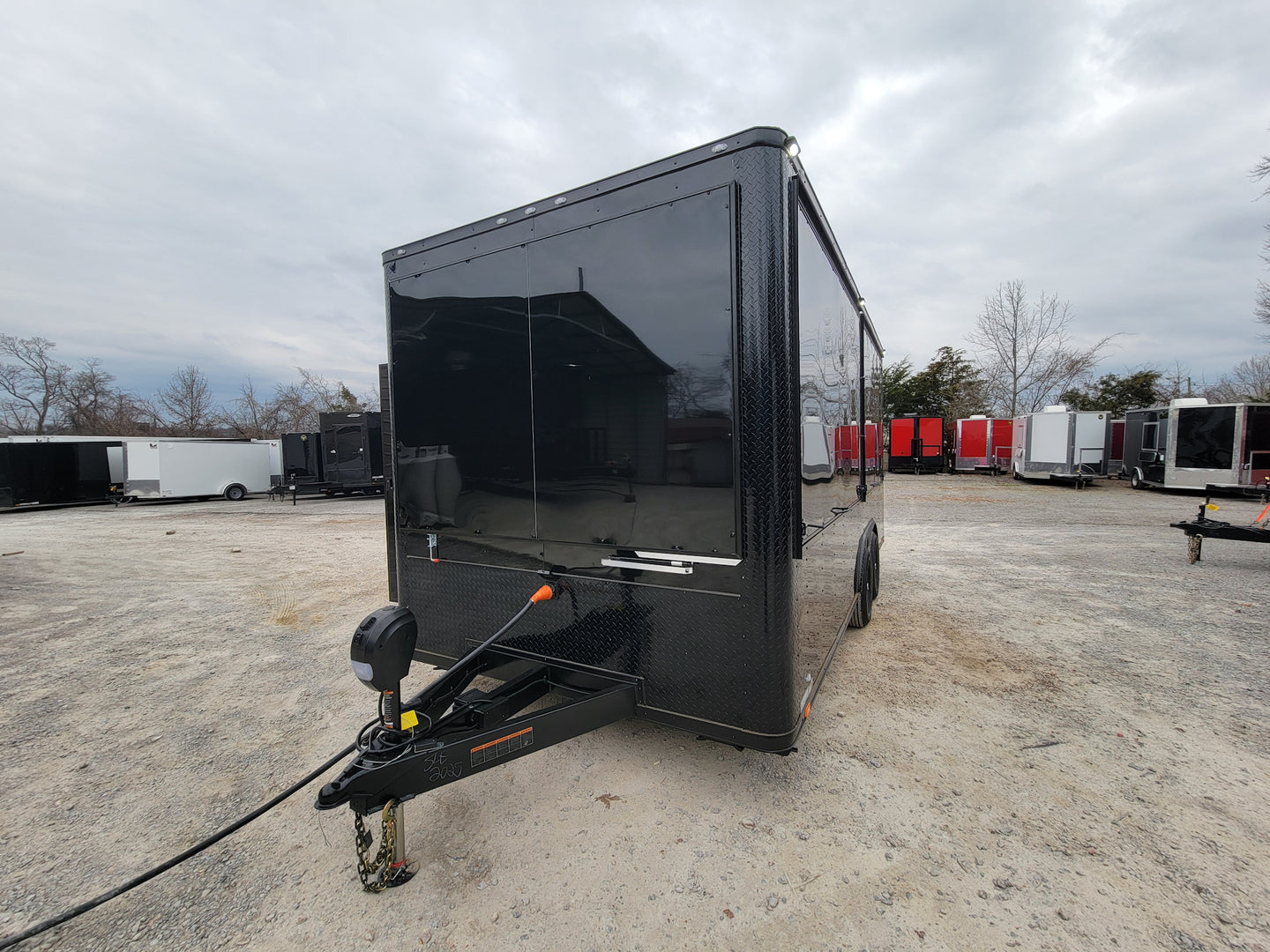 8.5' x 18' Custom Enclosed Black With Blackout Package Showcase Marketing and Event Trailer - SLE Equipment - 18