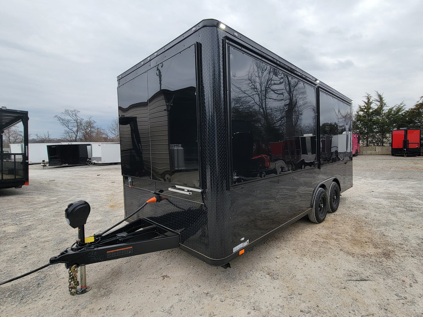 8.5' x 18' Custom Enclosed Black With Blackout Package Showcase Marketing and Event Trailer - SLE Equipment - 19