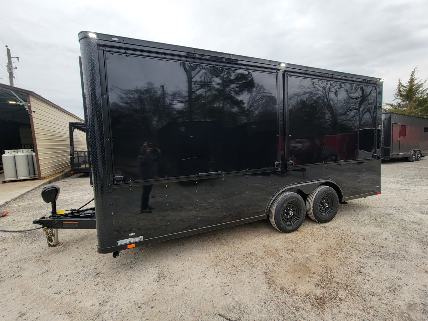8.5' x 18' Custom Enclosed Black With Blackout Package Showcase Marketing and Event Trailer - SLE Equipment - 20