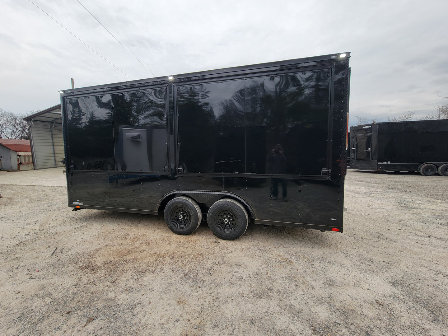8.5' x 18' Custom Enclosed Black With Blackout Package Showcase Marketing and Event Trailer - SLE Equipment - 21