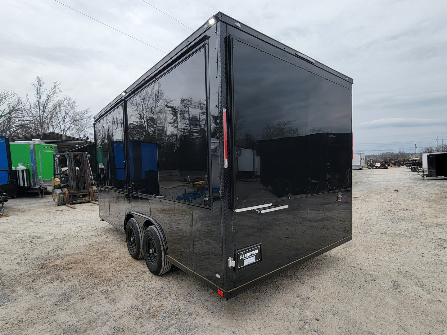8.5' x 18' Custom Enclosed Black With Blackout Package Showcase Marketing and Event Trailer - SLE Equipment - 22