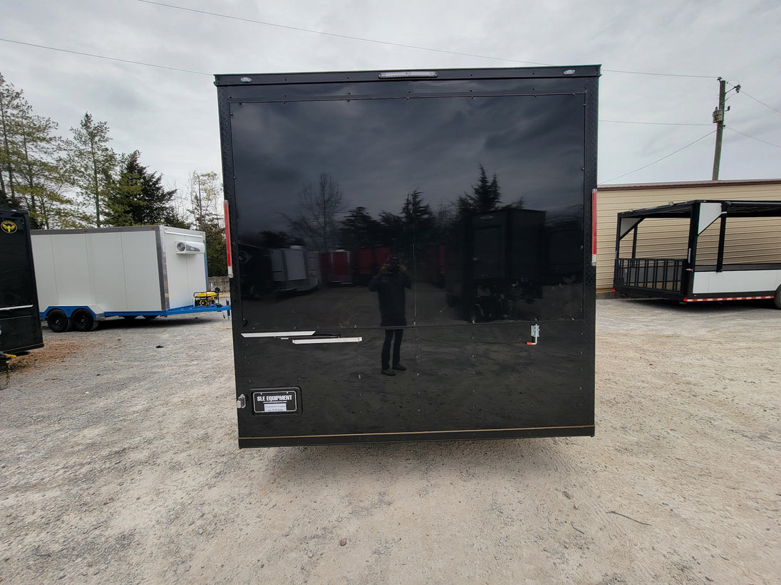 8.5' x 18' Custom Enclosed Black With Blackout Package Showcase Marketing and Event Trailer - SLE Equipment - 23