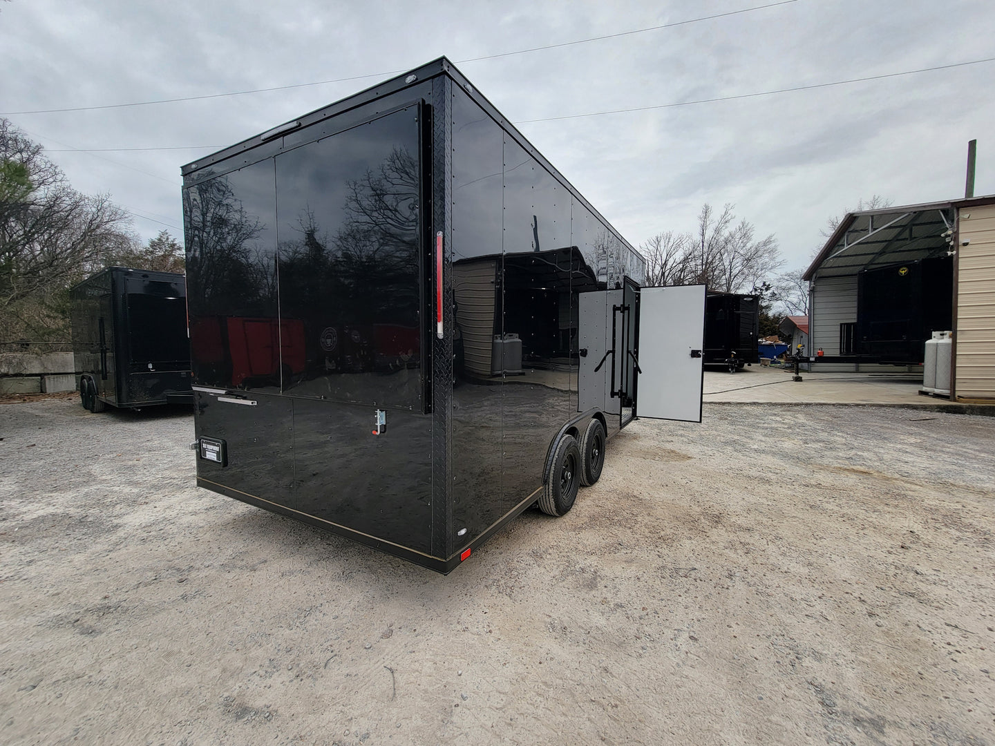 8.5' x 18' Custom Enclosed Black With Blackout Package Showcase Marketing and Event Trailer - SLE Equipment - 24