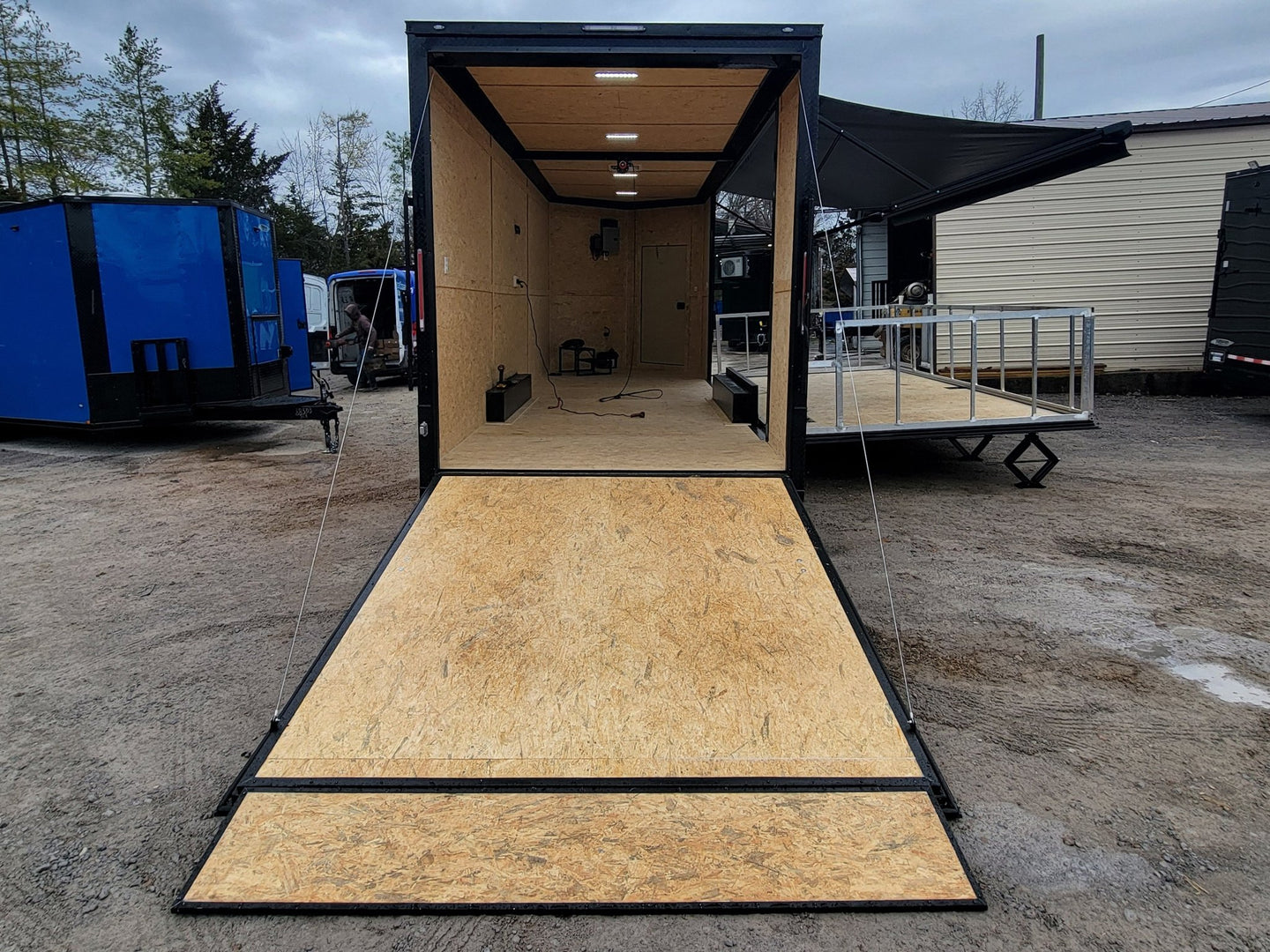 Custom Enclosed 8.5 X 24 Stage Trailer Black With Black Out Trim and Awning - SLE Equipment - 6