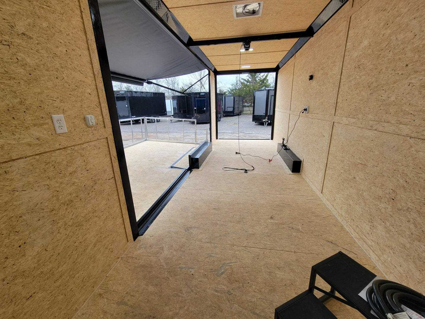 Custom Enclosed 8.5 X 24 Stage Trailer Black With Black Out Trim and Awning - SLE Equipment - 11