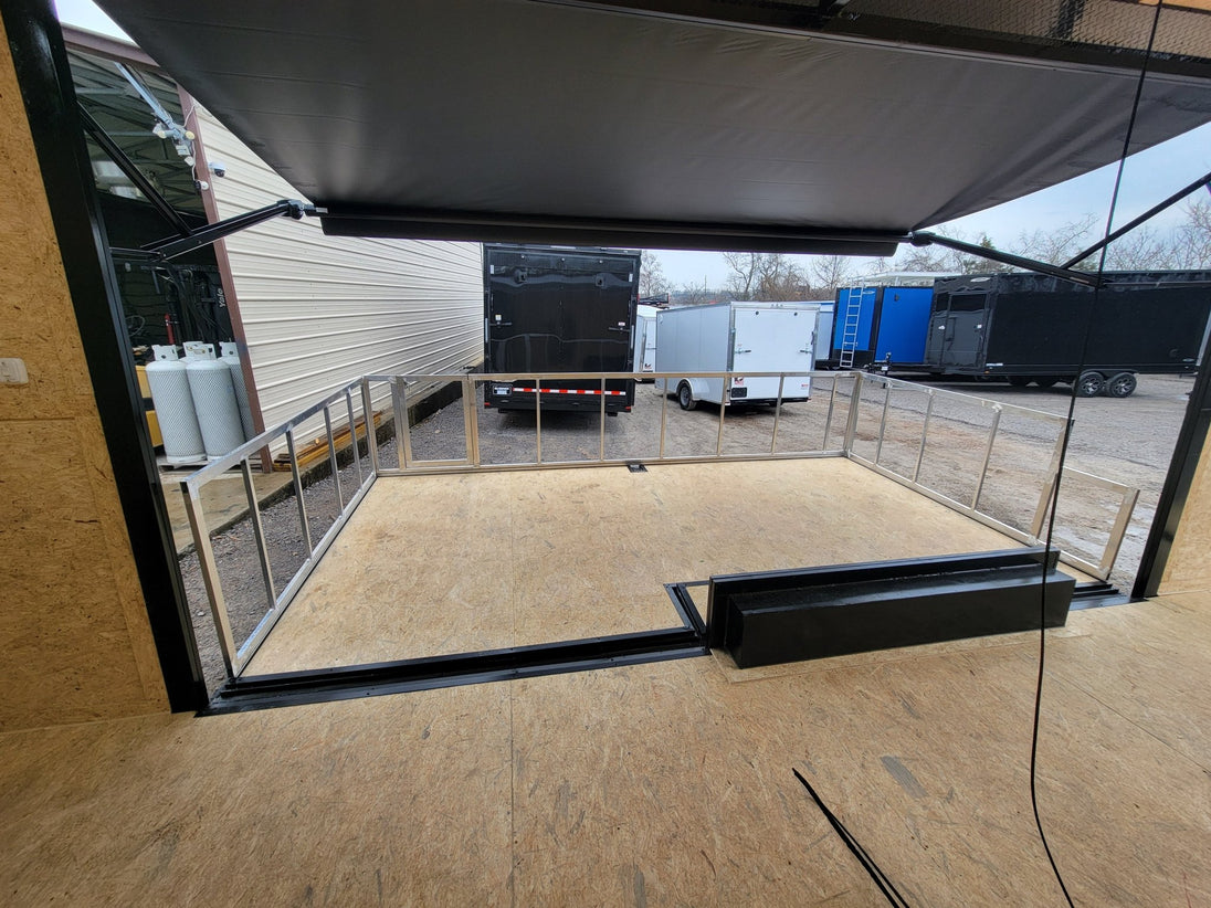 Custom Enclosed 8.5 X 24 Stage Trailer Black With Black Out Trim and Awning - SLE Equipment - 12