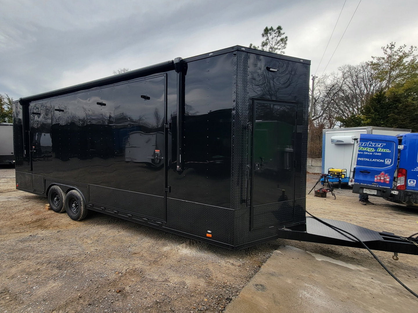 Custom Enclosed 8.5 X 24 Stage Trailer Black With Black Out Trim and Awning - SLE Equipment - 16