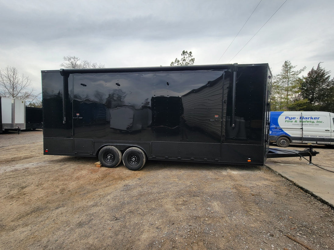 Custom Enclosed 8.5 X 24 Stage Trailer Black With Black Out Trim and Awning - SLE Equipment - 17