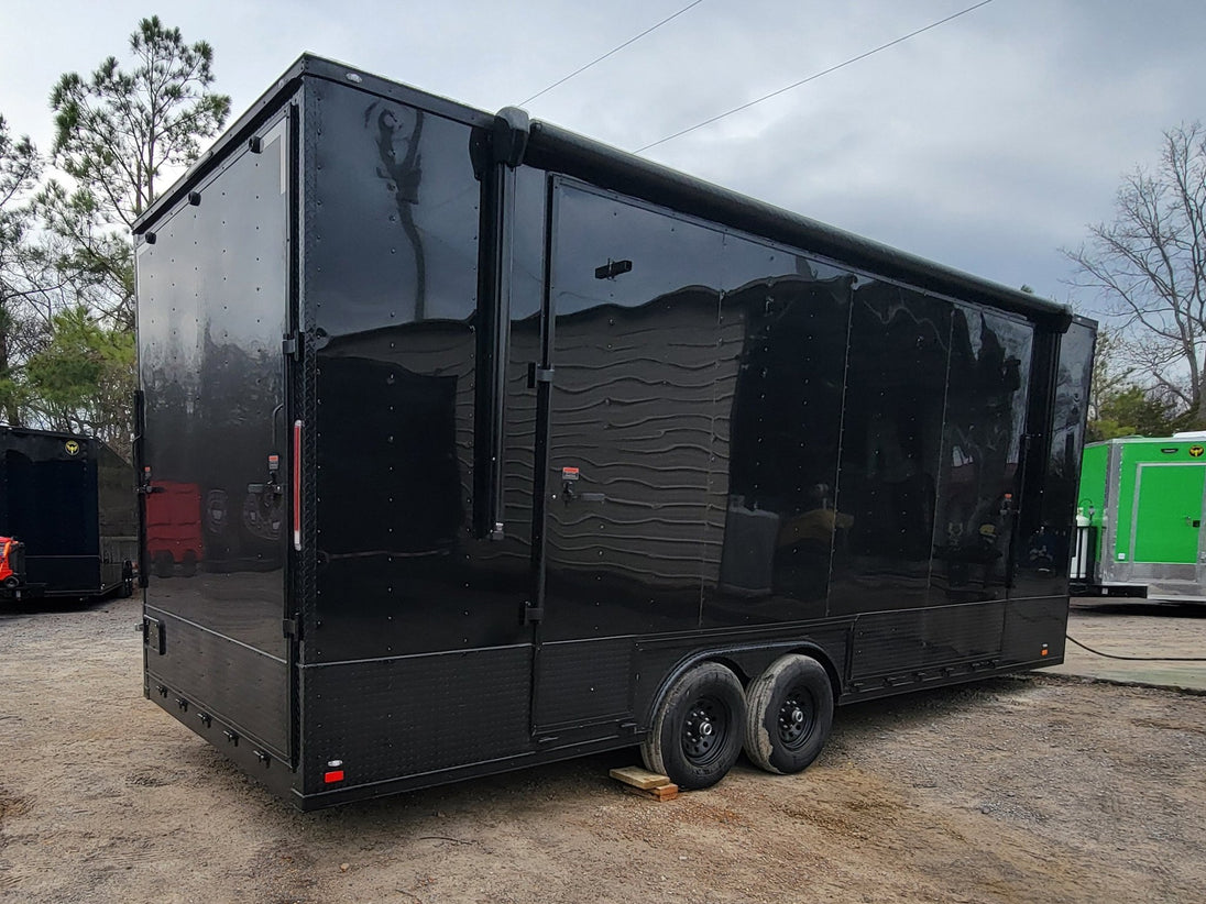 Custom Enclosed 8.5 X 24 Stage Trailer Black With Black Out Trim and Awning - SLE Equipment - 18