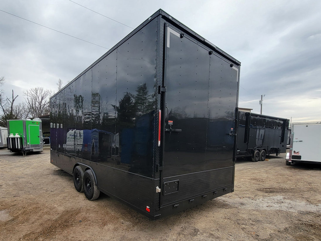 Custom Enclosed 8.5 X 24 Stage Trailer Black With Black Out Trim and Awning - SLE Equipment - 20