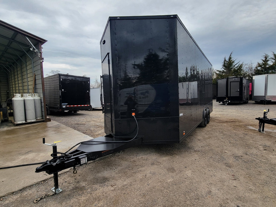Custom Enclosed 8.5 X 24 Stage Trailer Black With Black Out Trim and Awning - SLE Equipment - 23