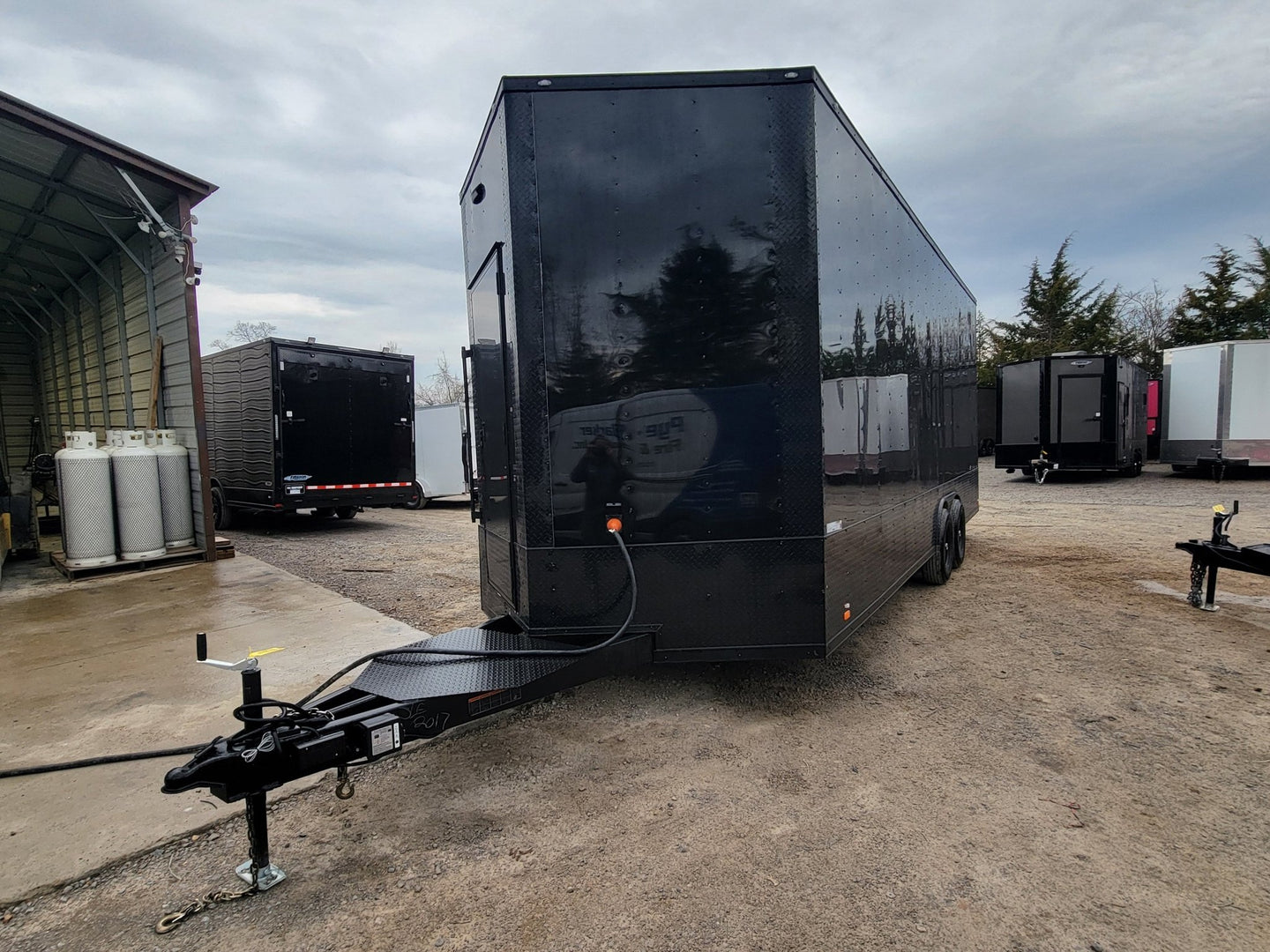 Custom Enclosed 8.5 X 24 Stage Trailer Black With Black Out Trim and Awning - SLE Equipment - 23