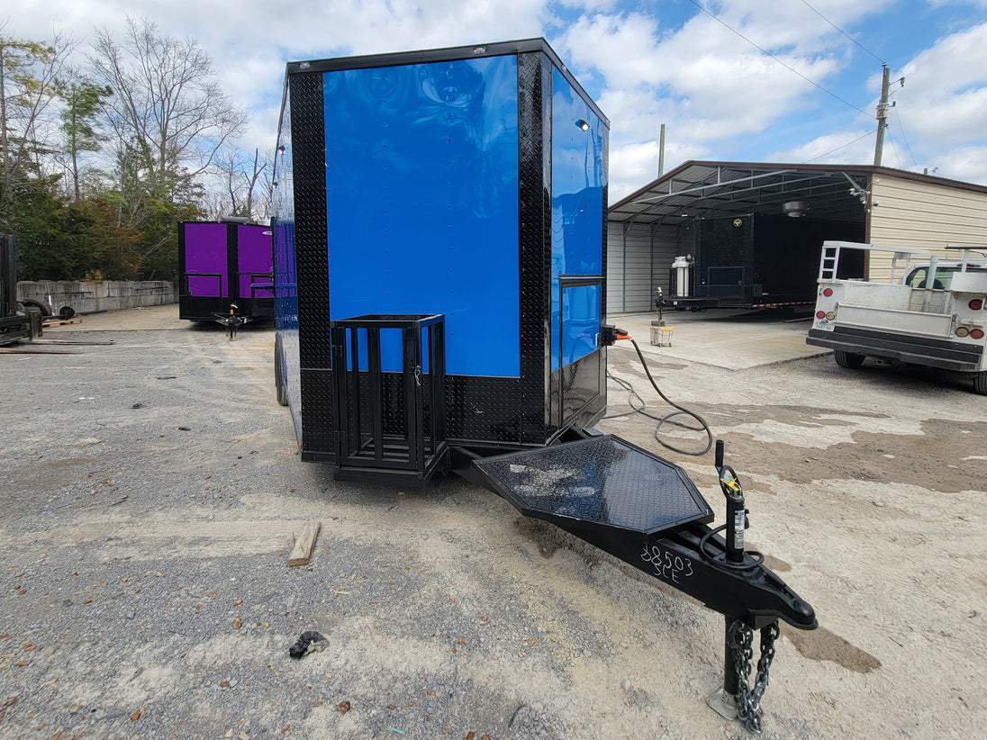 Concession Trailer 8.5' X 18' Cobalt Blue With Blackout & Walk On Roof Food Event Catering - SLE Equipment - 3