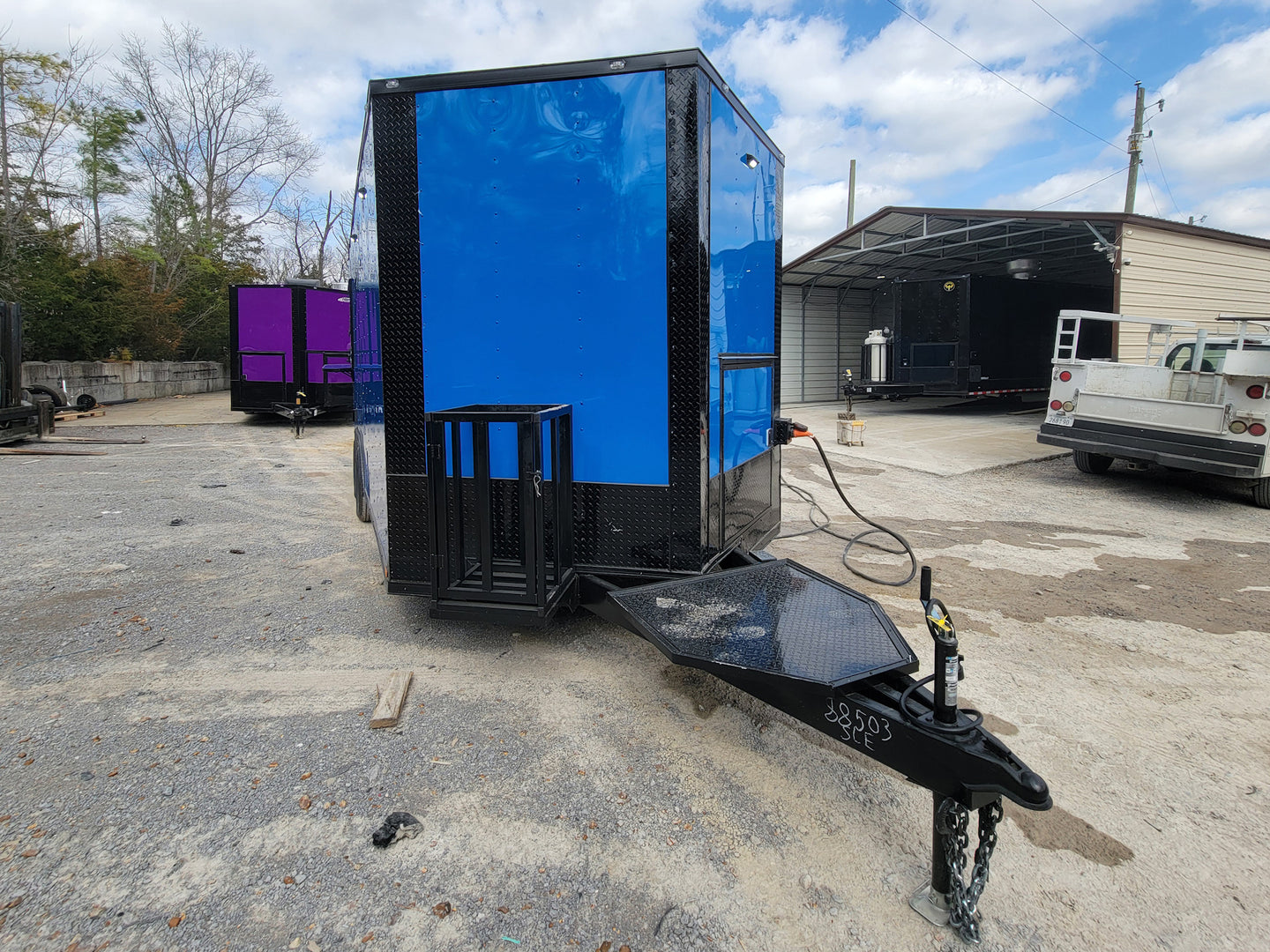 Concession Trailer 8.5' X 18' Cobalt Blue With Blackout & Walk On Roof Food Event Catering - SLE Equipment - 3