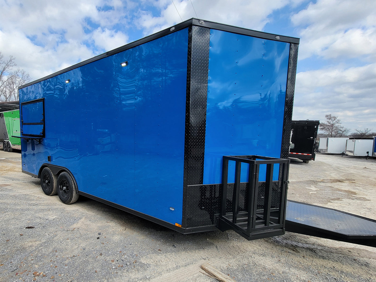 Concession Trailer 8.5' X 18' Cobalt Blue With Blackout & Walk On Roof Food Event Catering - SLE Equipment - 4