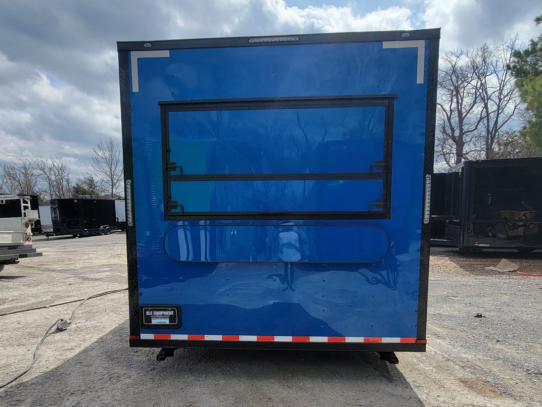 Concession Trailer 8.5' X 18' Cobalt Blue With Blackout & Walk On Roof Food Event Catering - SLE Equipment - 7