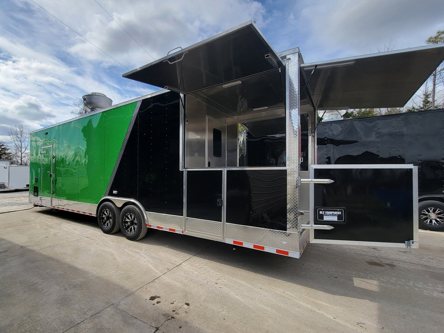 Concessions Trailer 8.5' X 30' Black and Green Food Event Catering - SLE Equipment - 11