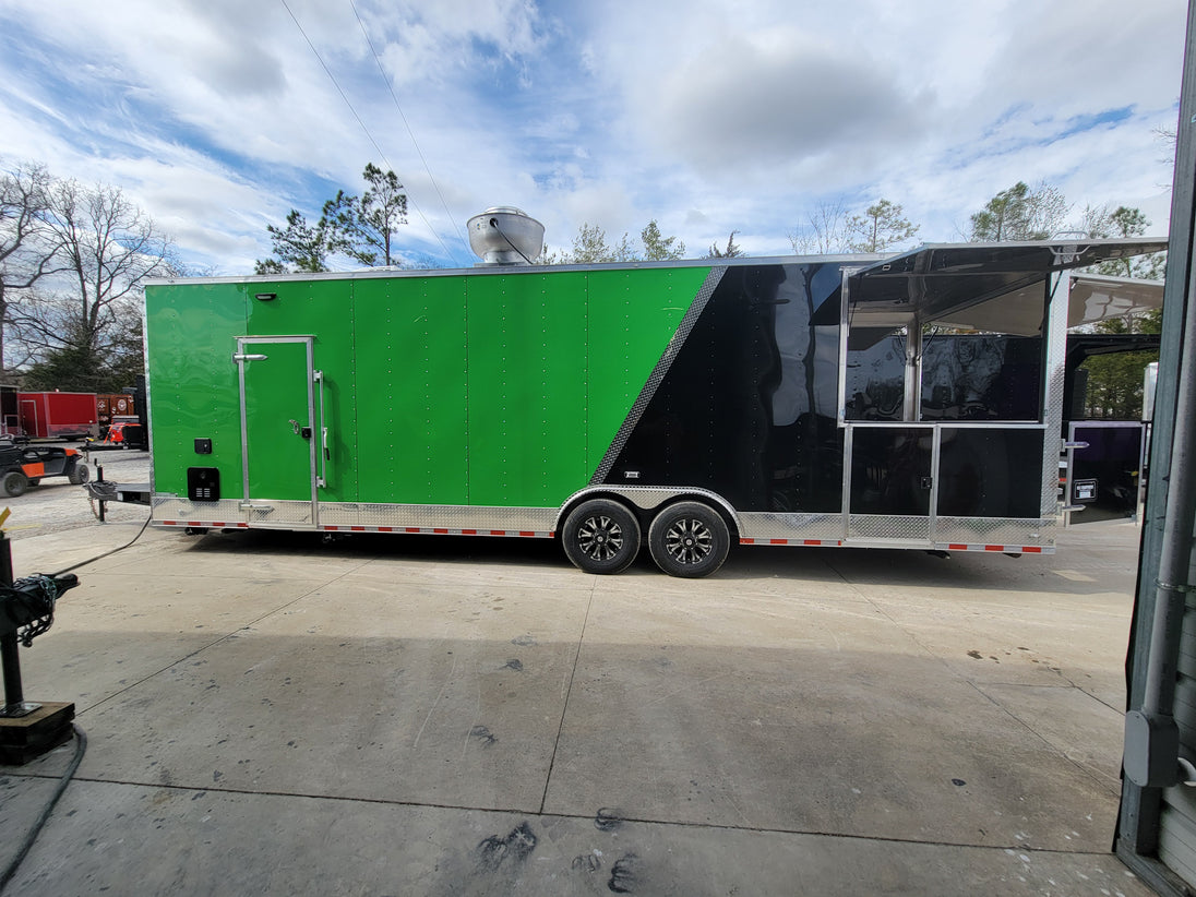 Concessions Trailer 8.5' X 30' Black and Green Food Event Catering - SLE Equipment - 12