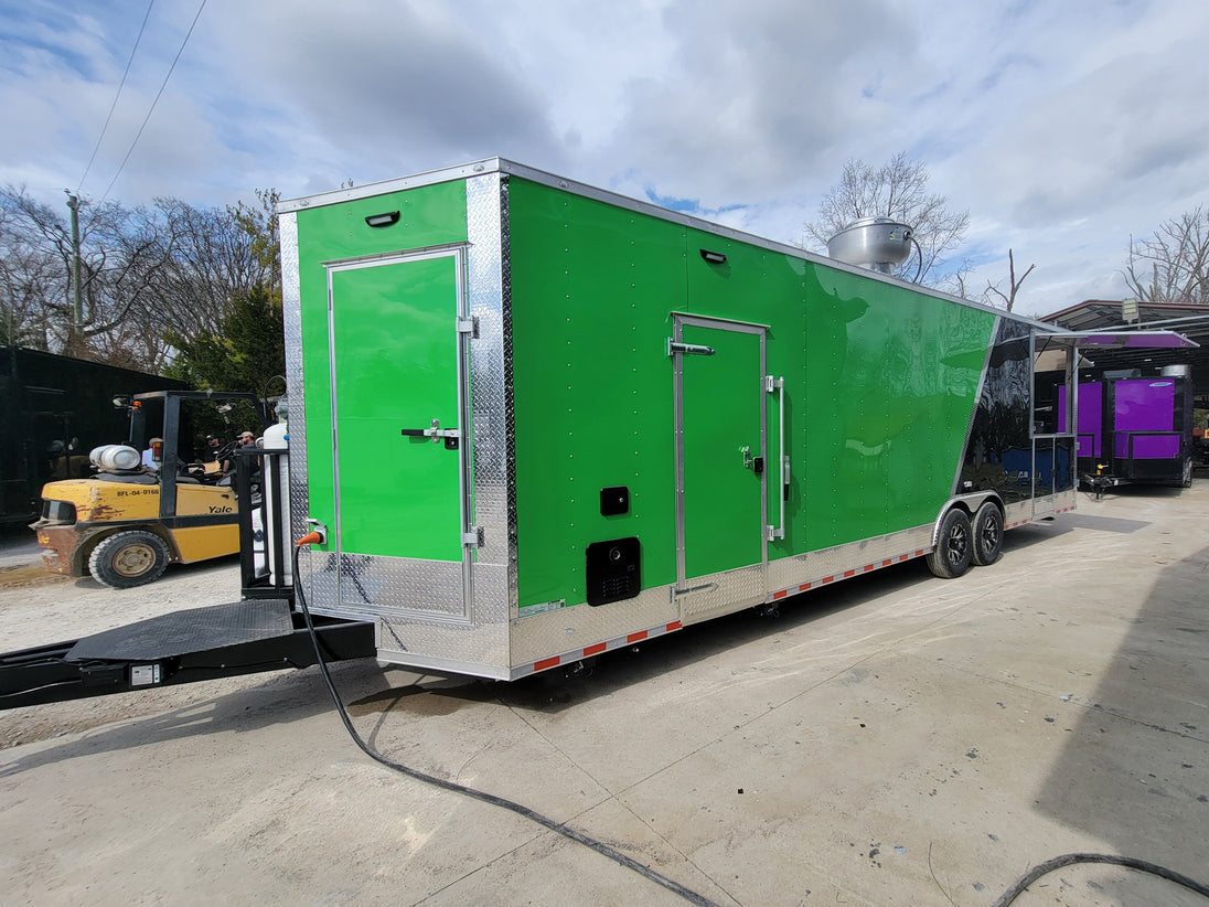 Concessions Trailer 8.5' X 30' Black and Green Food Event Catering - SLE Equipment - 13