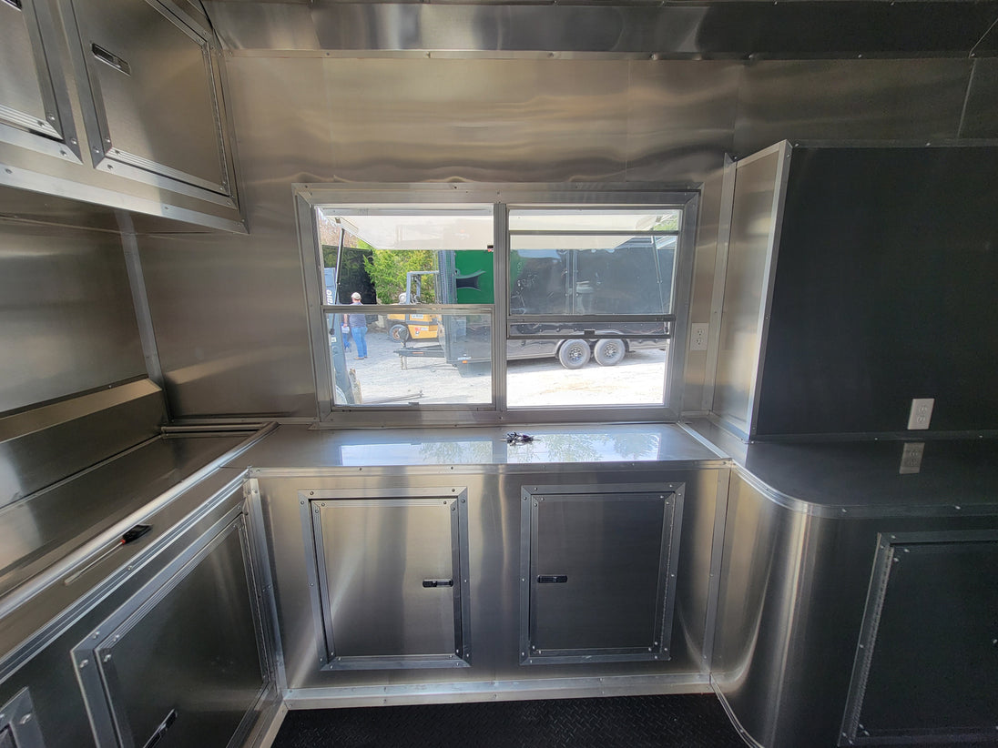 Concessions Trailer 8.5' X 30' Black and Green Food Event Catering - SLE Equipment - 18