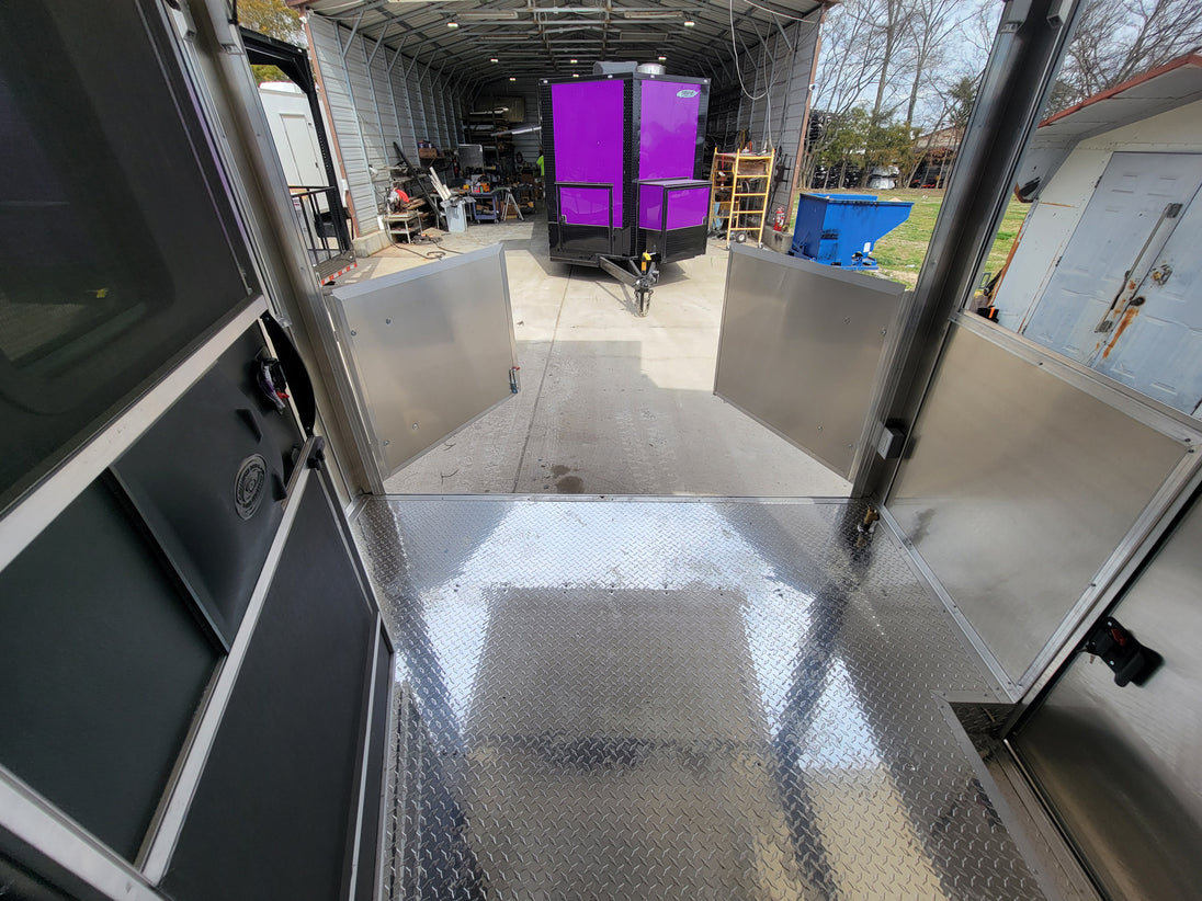 Concessions Trailer 8.5' X 30' Black and Green Food Event Catering - SLE Equipment - 29