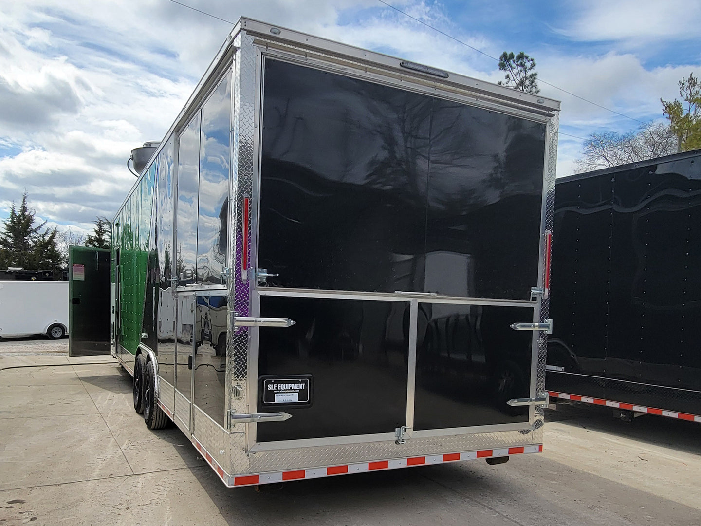 Concessions Trailer 8.5' X 30' Black and Green Food Event Catering - SLE Equipment - 30