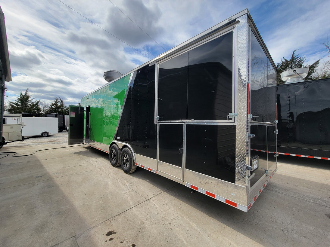 Concessions Trailer 8.5' X 30' Black and Green Food Event Catering - SLE Equipment - 31